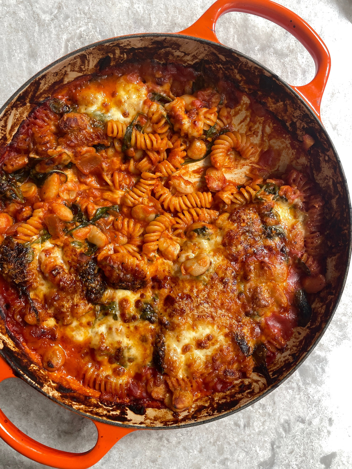 Cheesy Butter Bean, Tomato + Garlic Pasta Bake   Cheesy Butter Bean, Tomato + Garlic Pasta Bake
