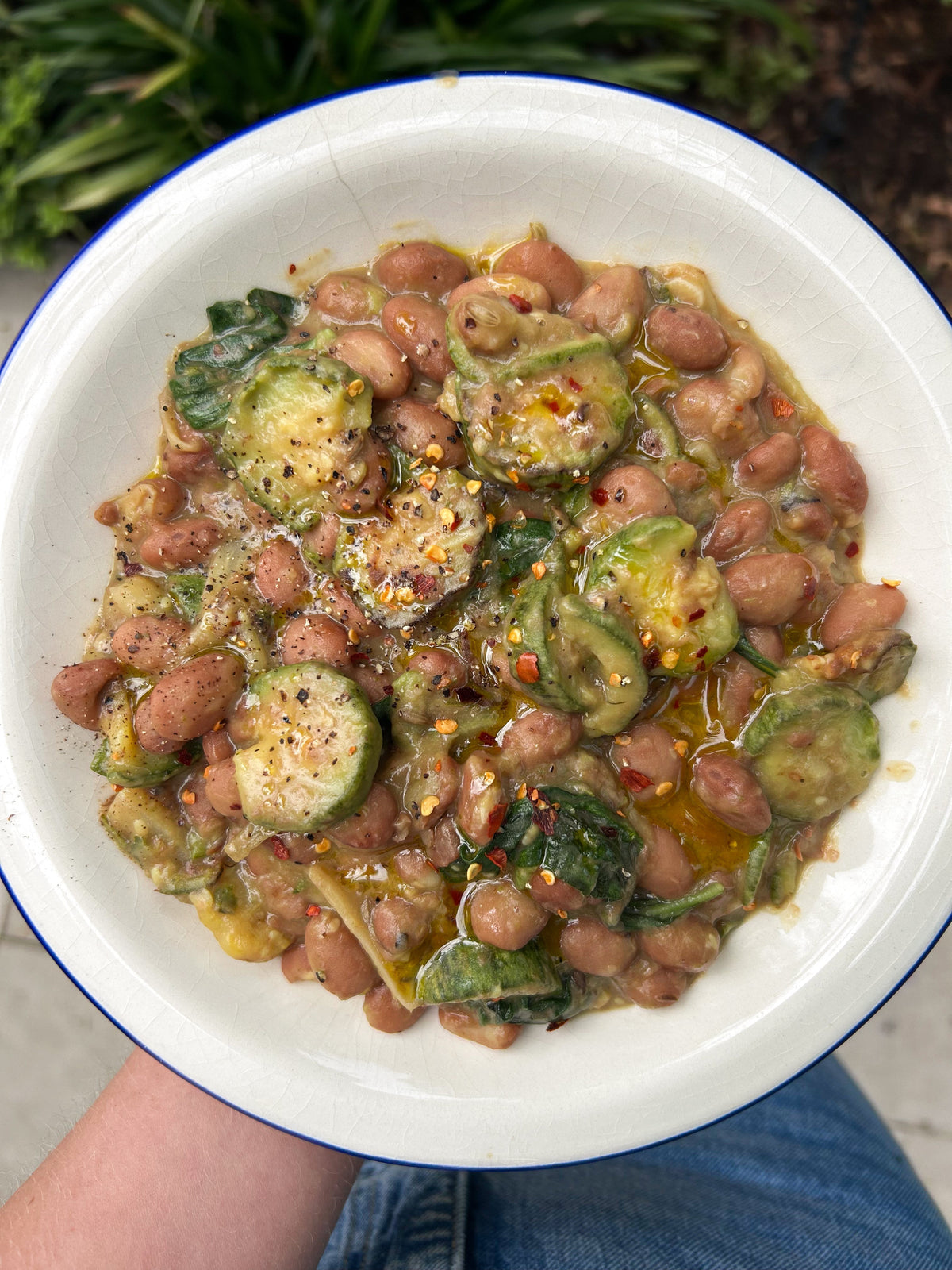Braised Courgette, Fennel + Borlotti Beans with Garlic + Chilli   Braised Courgette, Fennel + Borlotti Beans with Garlic + Chilli