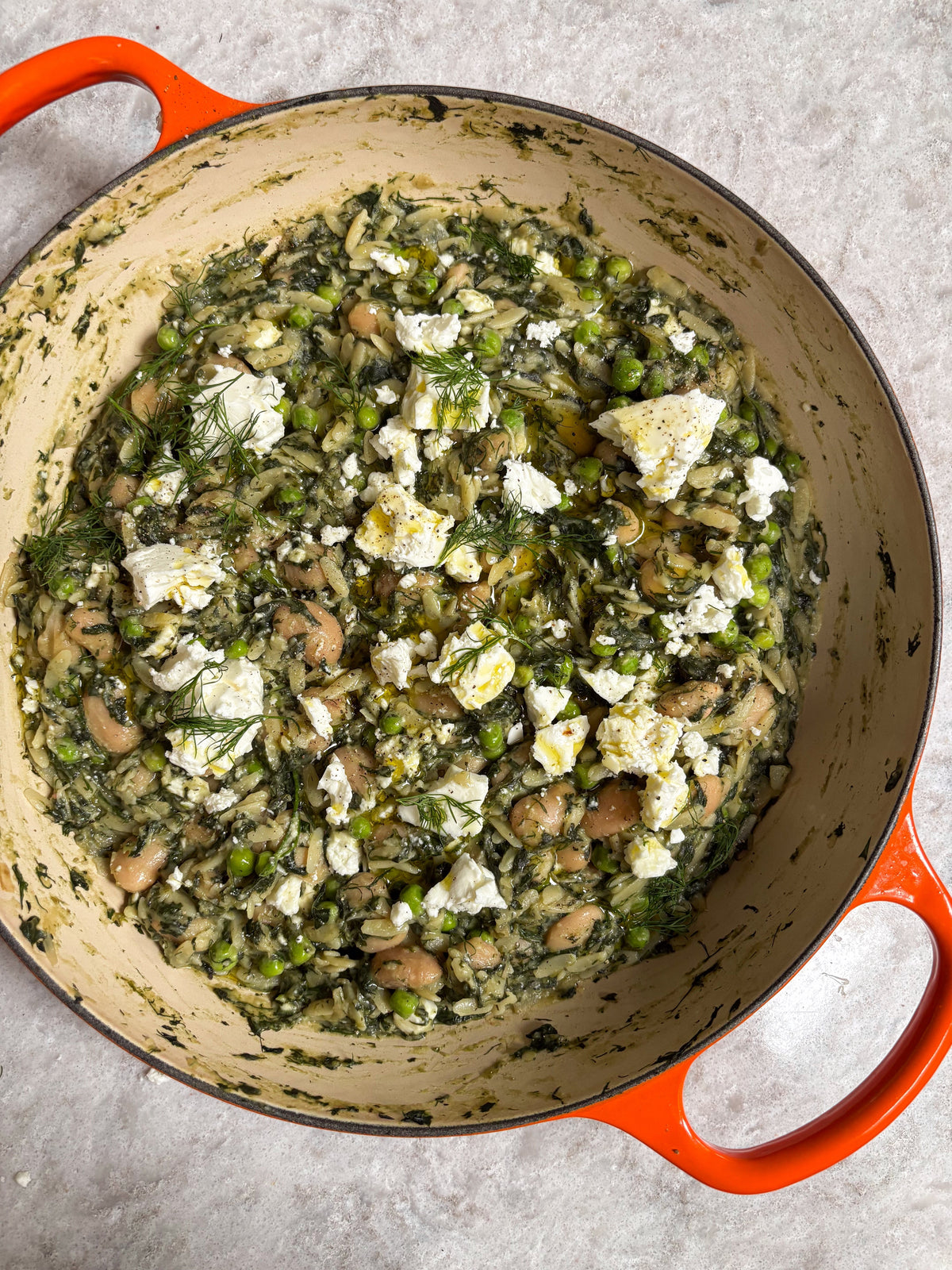 One-Pot Butter Bean, Spinach + Feta Orzo   One-Pot Butter Bean, Spinach + Feta Orzo