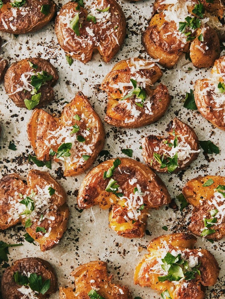 Smashed Potatoes With Parmesan and Herbs